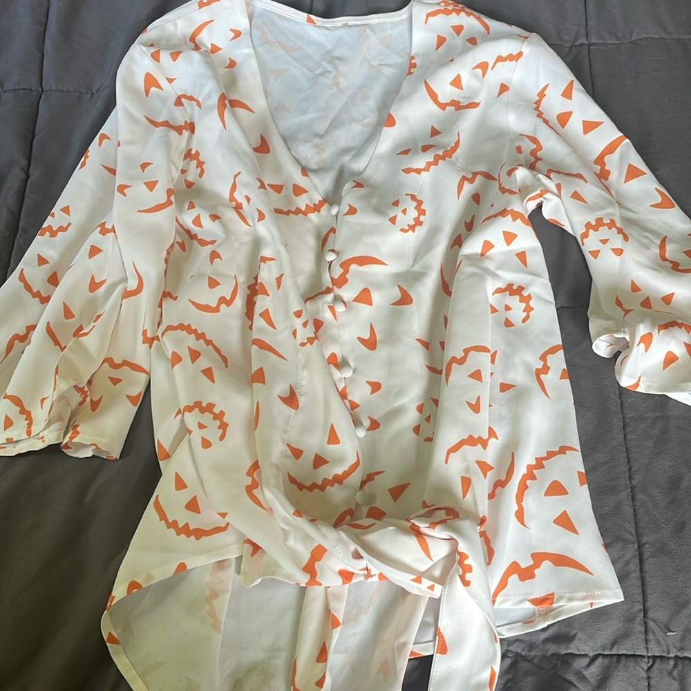 Halloween tie blouse